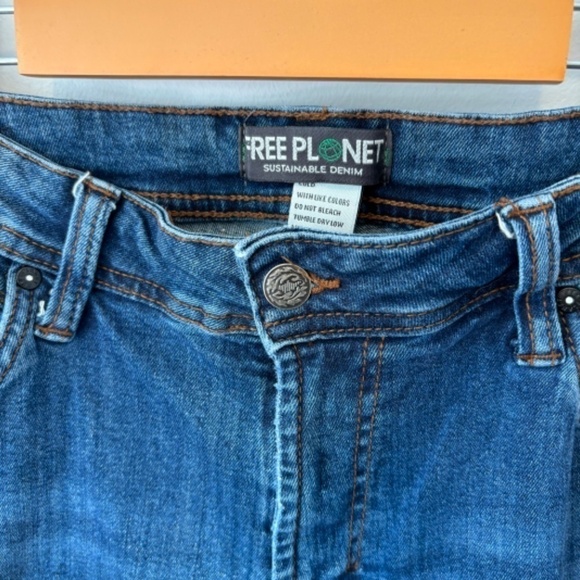 Free Planet Men's Sustainable Denim Slim Straight Leg Blue Jeans, 33 x 32 - Picture 3 of 10